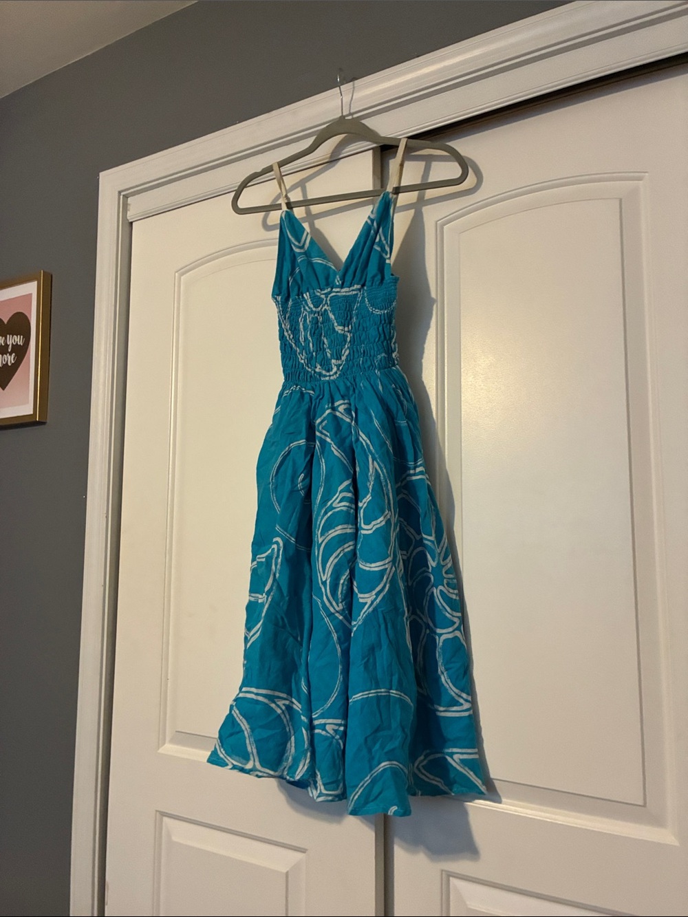 Roxy Teal Blue & White Midi Sundress